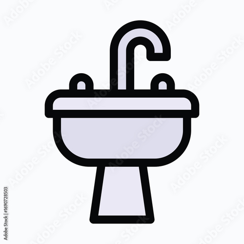Sink Isolated Vector Lineal Color Icon