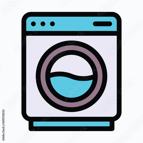 Washing Machine Isolated Vector Lineal Color Icon