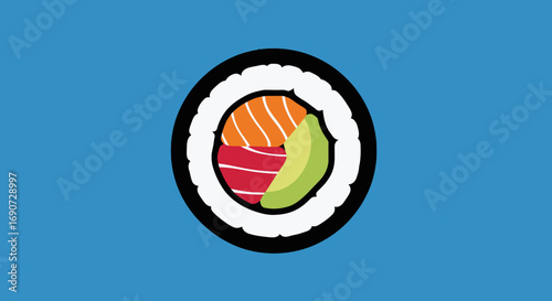 Japanese sushi maki roll with salmon and tuna.
