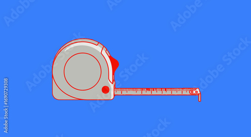 Illustration of a Retractable Measuring Tape on Blue Background.