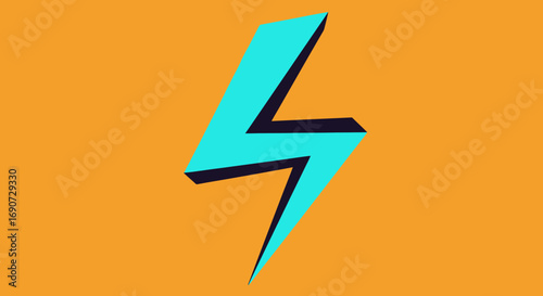 Bright Turquoise Lightning Bolt Icon.