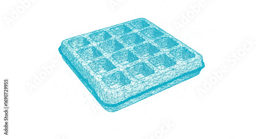 Light Blue Inflatable Waffle-Shaped Pool Float.