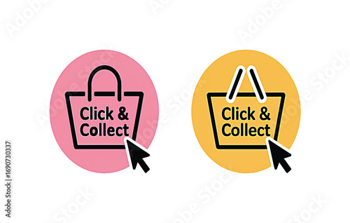 Click & Collect Shopping Bag Icons Online & In-Store
