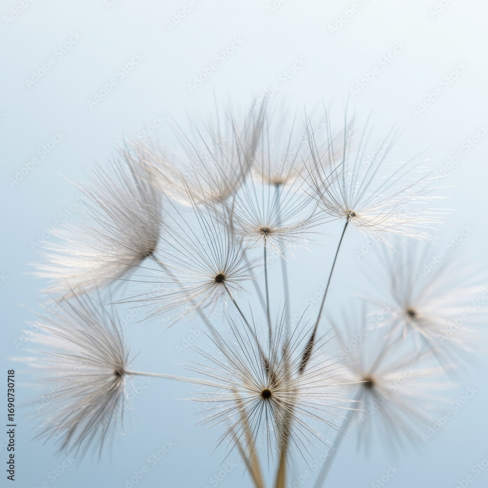 Obraz premium Dandelion seeds float on gentle breeze in springtime