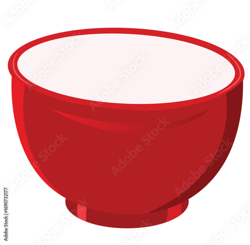 Cute cartoon hand drawn vector red Rounded Bowl clipart.