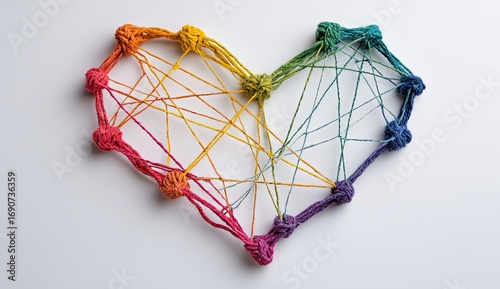 Colorful heart made of knotted threads (1)