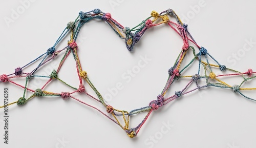 Colorful knotted strings forming a heart shape (1)
