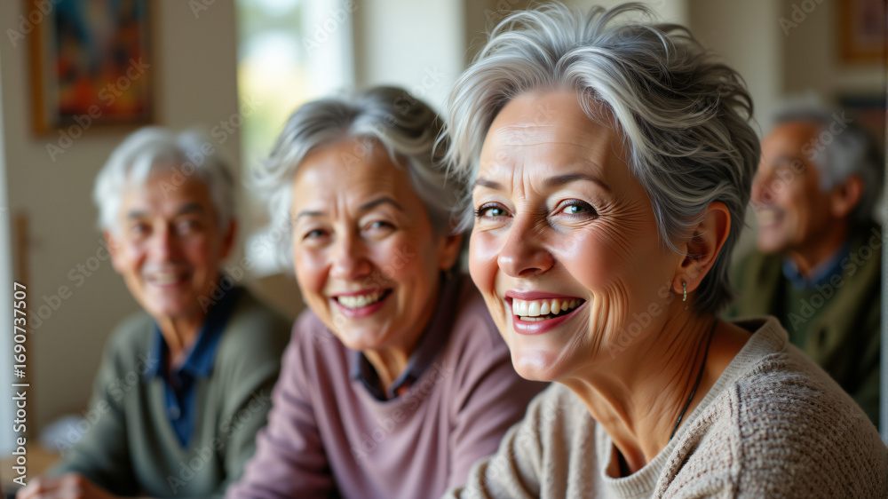 Fototapeta premium Joyful Seniors Gathering in a Cozy Social Setting
