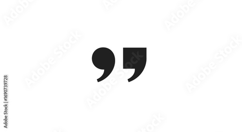 A bold, black, stylized closing double quotation mark isolated on a clean white background.