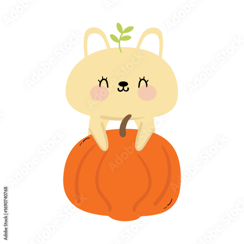 Wallpaper Mural Hand drawing cartoon bunny cute on a pumpkin. cute animal drawing, doodle Torontodigital.ca