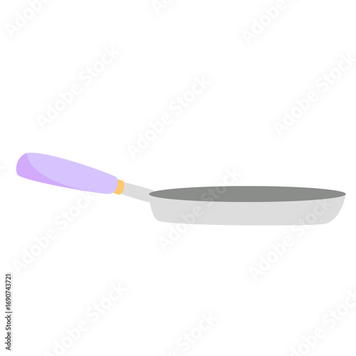 Cooking Pan with Purple Handle Illustration