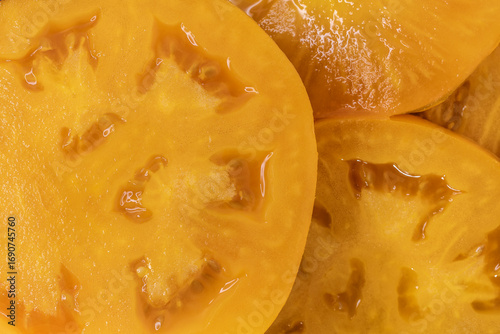 Sliced yellow tomatoes from farmers market