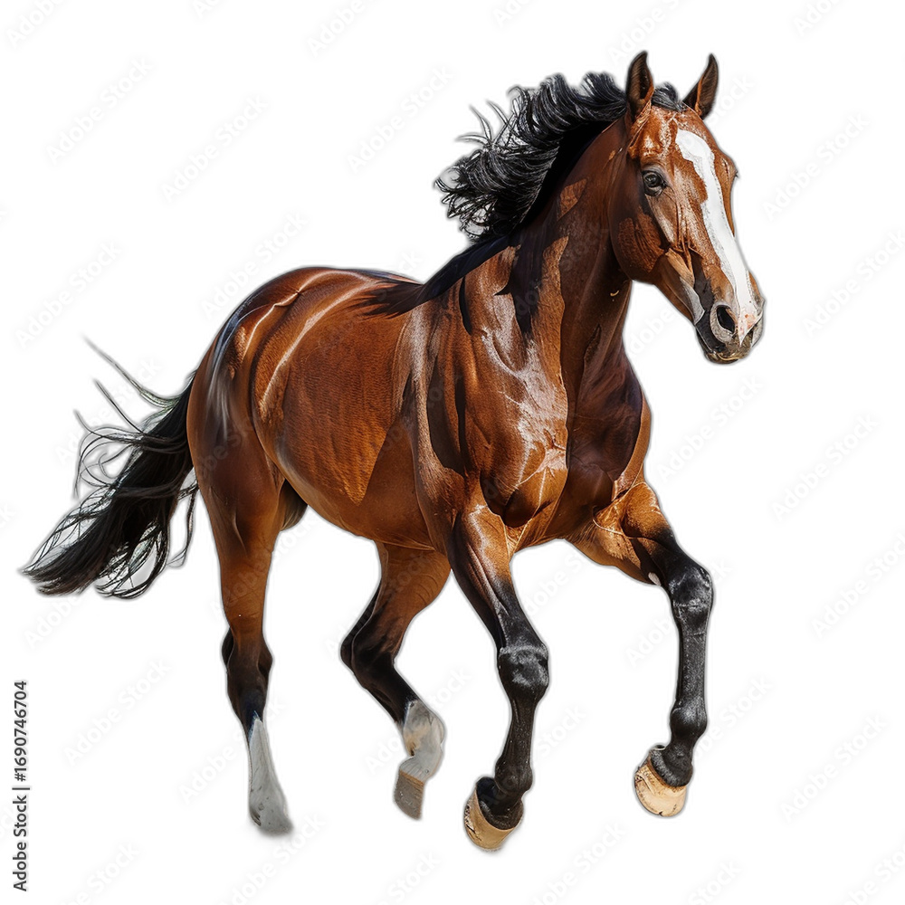 Obraz premium Majestic Chestnut Horse Running Freely on Transparent Background