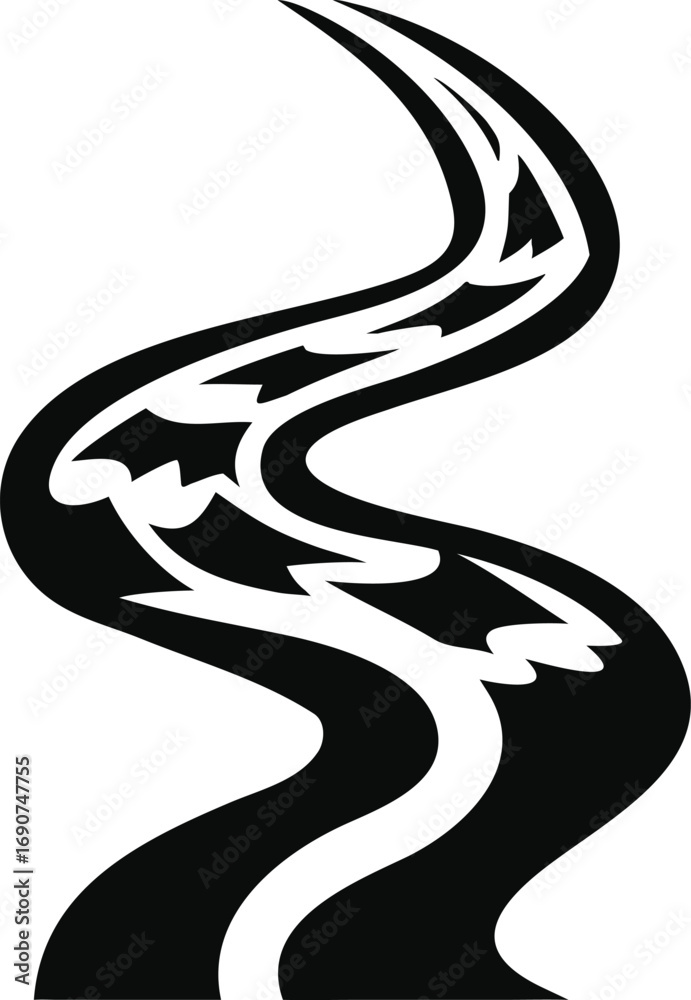 Fototapeta premium Black and white abstract wavy line with tribal pattern curve swirl with Vector Design