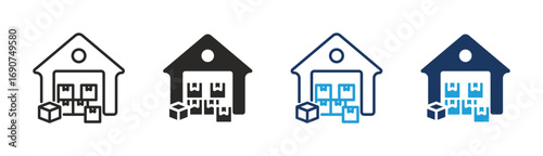 Set of Warehouse icon collection in Multiple Style. Icon suitable for web and mobile application.
