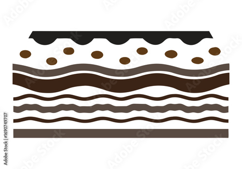 Stylized cross section of soil layers with organic matter Keywords: soil, with Vector Design
