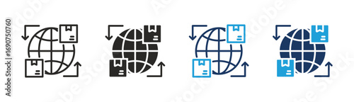 Set of Global Trade icon collection in Multiple Style. Icon suitable for web and mobile application.