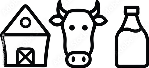 Cute cow face cartoon doodle hand drawn icon. Outline drawing cute cow face cartoon line clipart symbol
