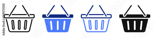 Vector icon or logo of empty shopping basket related to commerce and retail, payment and purchase, food and grocery. Symbol for website or app UI, logo design, illustration
