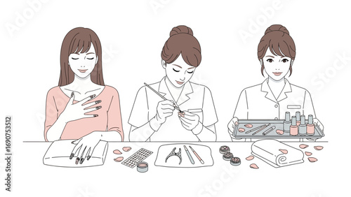 Three women engaged in creative activities at a table showcasing individual hobbies and artistic pursuits with focused expressions and diverse materials