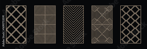Laser Cut Vector Pattern Set – Abstract Geometric Ornaments with Lines, Grid, Lattice and Stripes for Decorative Wood, Metal, Plastic or Paper Stencil Design Projects