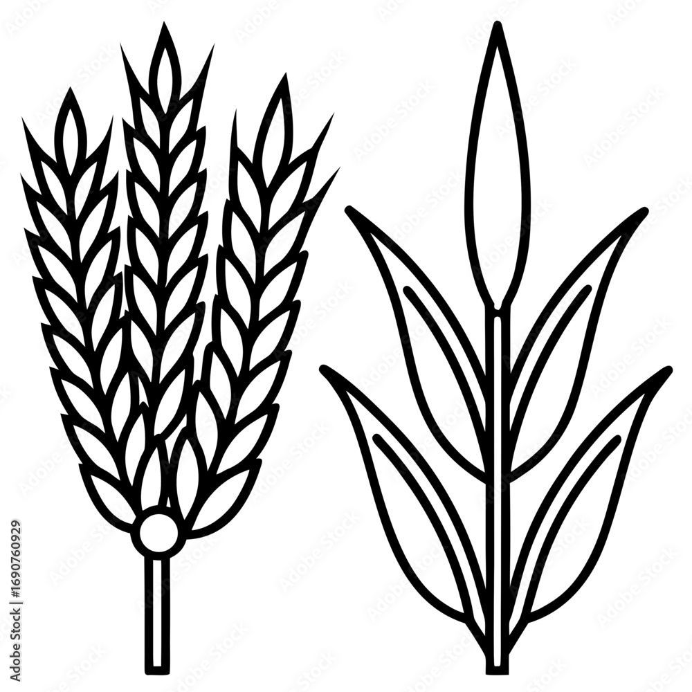 Fototapeta premium Wheat Bundle Vector Icon