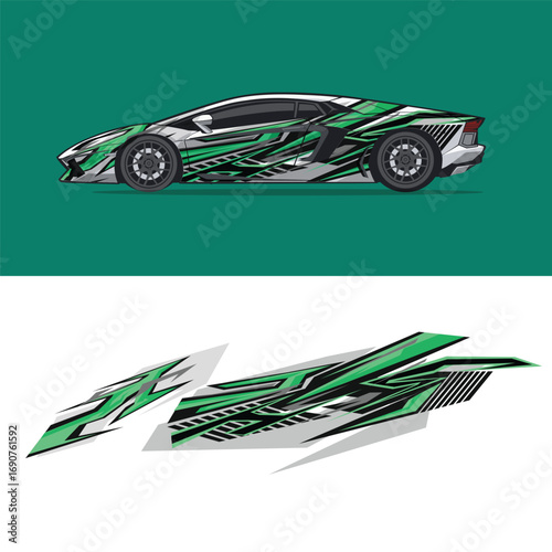 sports car wrap decal design. modern sports car modification decal