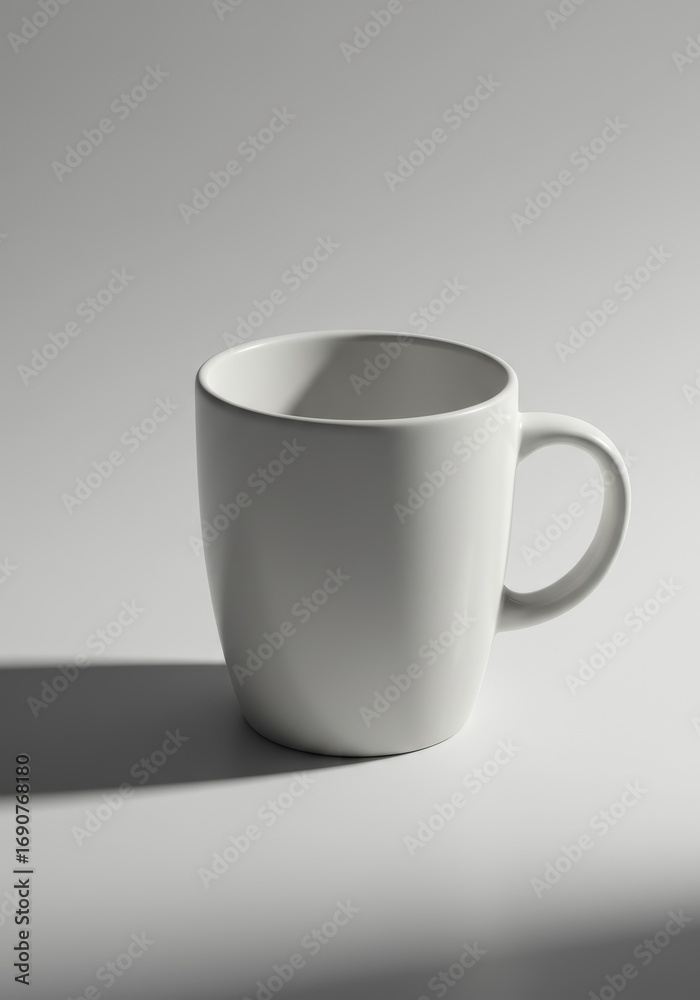 Obraz premium Minimalist White Mug on a Light Surface