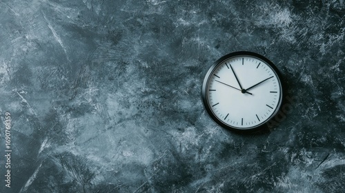 Wallpaper Mural A black clock with white face and black hands on a blue wall. Torontodigital.ca