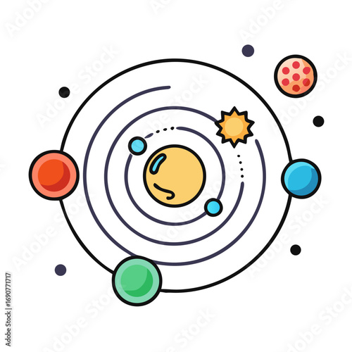 astronomical sun system vector icon