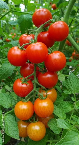 Vibrant Cherry Tomatoes on the Vine in a