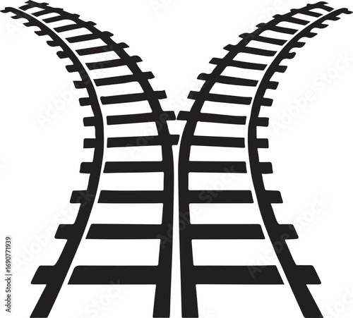 Railroad tracks vector silhouette