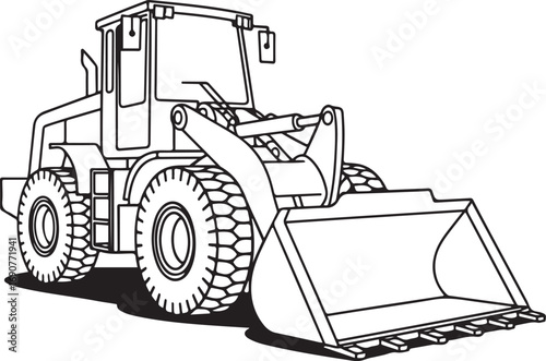 Front End Loader Vector Heavy Construction Equipment Outline Illustration

