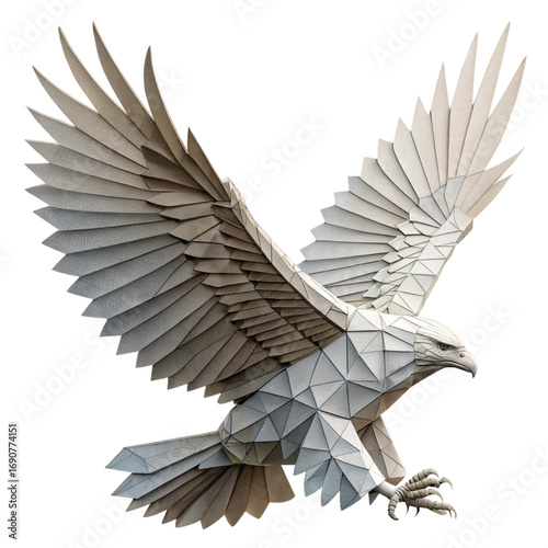 Majestic origami eagle with outstretched wings embodies freedom, power, and soaring ambition for impactful branding.