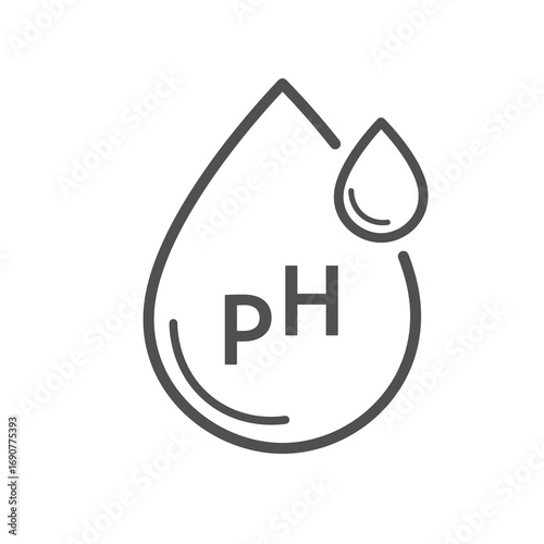 Ph icon, line simple set. Neutral balance skin, thin line web symbol. Drop with PH symbol. certified, tested products for skin, hair and food. Healthcare cosmetic natural 