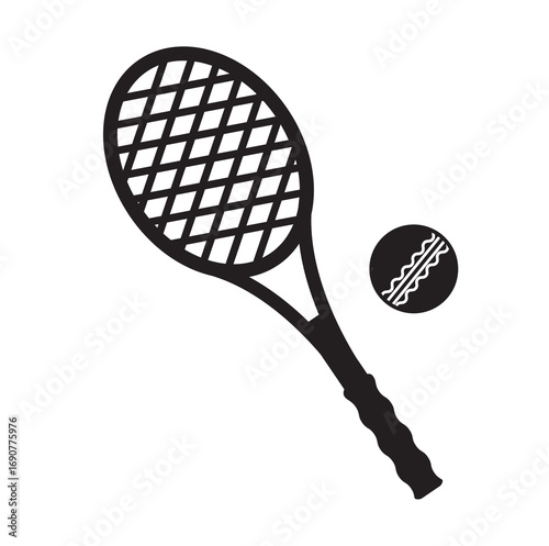 Tenis bat ball Vector Black and white icon