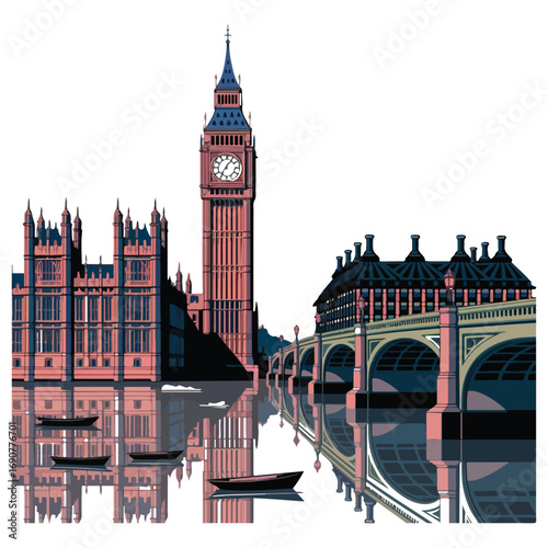London Big Ben Vector Illustration Iconic Landmark Design
