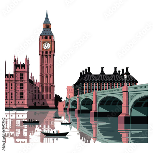 London Big Ben Vector Illustration Iconic Landmark Design
