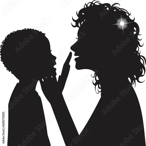 Mother and Child Gentle Interaction Silhouette