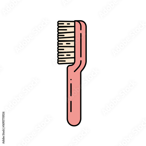 Pink nail brush cleans fingernails in simple hygiene routine, promoting cleanliness and personal care with a minimalist aesthetic.