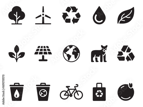 Minimal Ecology & Nature Symbols – Renewable Energy Icon Pack