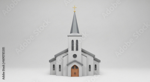 Cartoon church, a simple and charming representation of a place of worship with a steeple and cross
