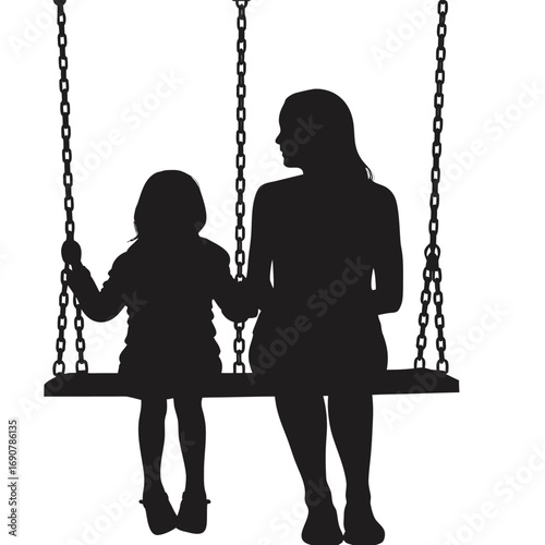 Mother and Child on a Swing Silhouette