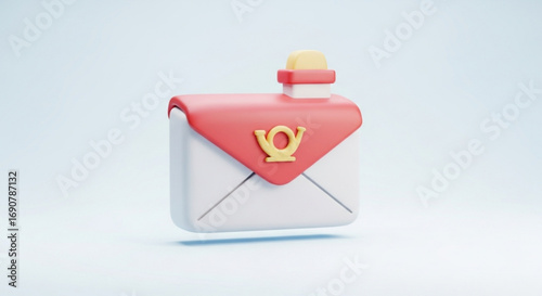 A cartoon envelope with a postal symbol, representing mail delivery and communication