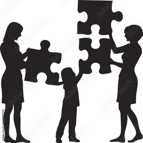 Family Puzzle Teamwork
