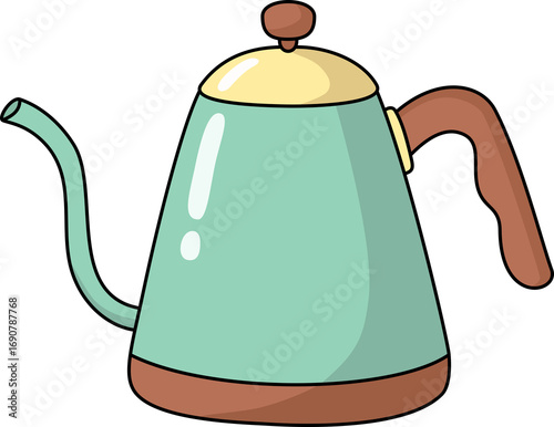 Gooseneck Kettle Green Illustration