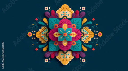 Colorful mandala flower made from a paper for a creative craft vector illustration