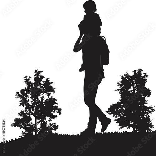 Parent and Child Piggyback Ride Silhouette