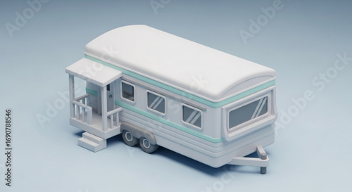 Quaint cartoon caravan trailer, a charming and cozy mobile home for travel and adventure
