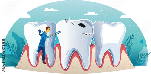 Tooth repair illustration promoting mindfulness in personal health routines
Creative dental vector encouraging children to explore oral care through art
